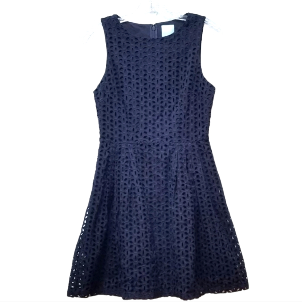 CECE | NAVY BLUE EYELET DRESS, SIZE 2